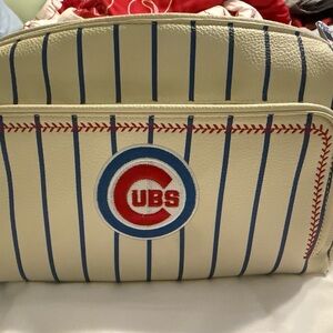 MLB Cream and Blue Striped Bag with Red Accents
